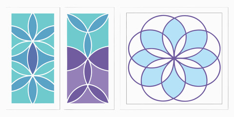 Create Four Abstract Geometric Poster Designs Floral and Circular Patterns