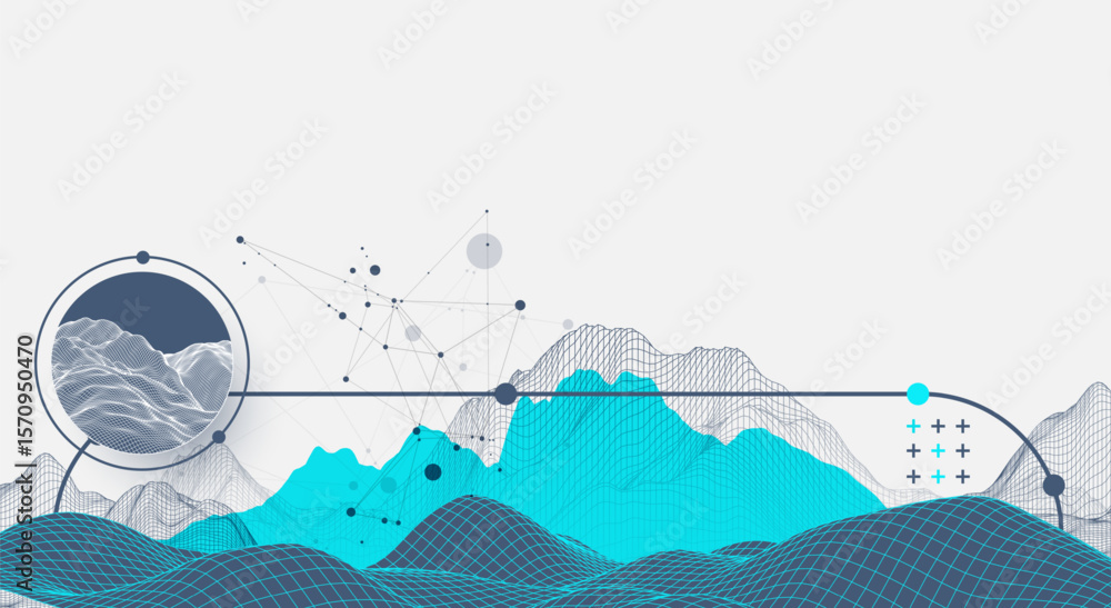 Poster the abstract wave is made in a frame style. template for science and technology presentation. vector