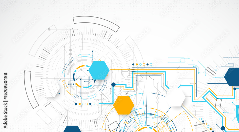 Poster Abstract background. Scientific and technological concept with the use of technical elements formed in the shape of a circle. Vector