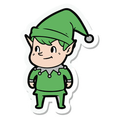 Smiling Green Christmas Elf Sticker