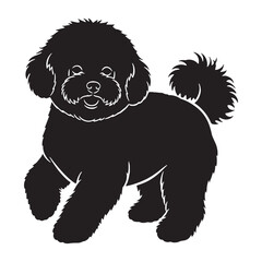 Iconic Bichon Frise digital black representation, clearly identifying this cherished breed - Bichon Frise silhouette - Bichon Frise Vector - Silhouette of Bichon Frise - dog vector

