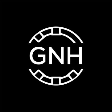 GNH Creative Letter mark Badge Logo Design, GNH Later Logo, Geometric Monogram Logo on Black Background, GNH  Later Logo, Contemporary Minimal Logo for Business Identity.

