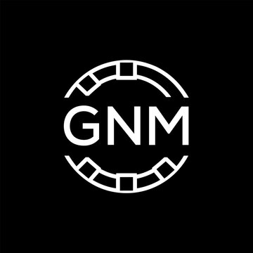 GNM Creative Letter mark Badge Logo Design, GNM Later Logo, Geometric Monogram Logo on Black Background, GNM  Later Logo, Contemporary Minimal Logo for Business Identity.

