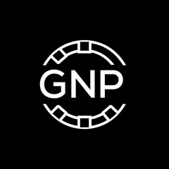 GNP Creative Letter mark Badge Logo Design, GNP Later Logo, Geometric Monogram Logo on Black Background, GNP  Later Logo, Contemporary Minimal Logo for Business Identity.
