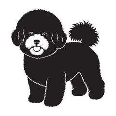 Expressive Bichon Frise digital black silhouette, embodying its unique and appealing features - Bichon Frise silhouette - Bichon Frise Vector - Silhouette of Bichon Frise - dog silhouette

