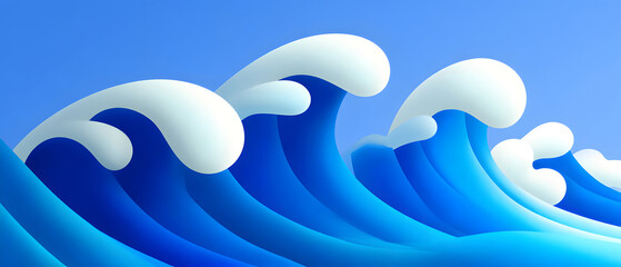 Commercial summer wave illustration with fresh ocean breeze