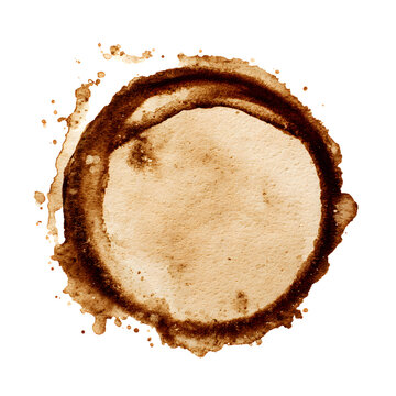 Coffee stains isolated on a transparent background. Royalty high-quality free stock PNG image of Coffee and Tea Stains Left by Cup Bottoms. Round coffee stain isolated, cafe stain fleck drink beverage