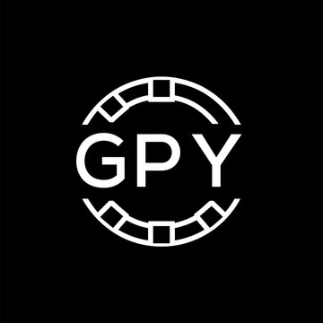 GPY Creative Letter mark Badge Logo Design, GPY Later Logo, Geometric Monogram Logo on Black Background, GPY  Later Logo, Contemporary Minimal Logo for Business Identity.
