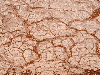 View of the salt-clay soil in Deadvlei. The Deadvlei is part of the Sossusvlei in Namibia