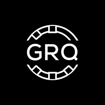 GRQ Creative Letter mark Badge Logo Design, GRQ Later Logo, Geometric Monogram Logo on Black Background, GRQ  Later Logo, Contemporary Minimal Logo for Business Identity.
