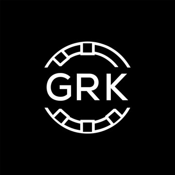 GRK Creative Letter mark Badge Logo Design, GRK Later Logo, Geometric Monogram Logo on Black Background, GRK  Later Logo, Contemporary Minimal Logo for Business Identity.
