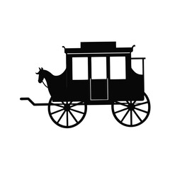 Horse and buggy black vector silhouette
