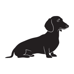 Simple Dachshund digital black silhouette, designed for easy integration into various layouts - Dachshund silhouette - Dachshund Vector - Silhouette of Dachshund - dog silhouette

