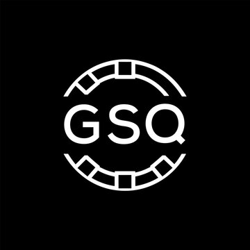 GSQ Creative Letter mark Badge Logo Design, GSQ Later Logo, Geometric Monogram Logo on Black Background, GSQ  Later Logo, Contemporary Minimal Logo for Business Identity.
