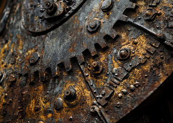 Rusty Metal Gears Close Up