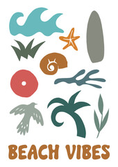 abstract art beach elements illustration