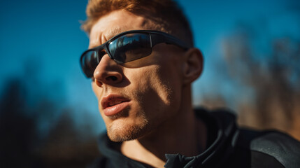 Obraz premium Intense Male Athlete Outdoors