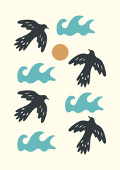 abstract art beach elements illustration