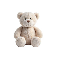 Obraz premium Adorable soft beige teddy bear designed for babies and kids, offering warmth, comfort, and emotional support. on transparent background