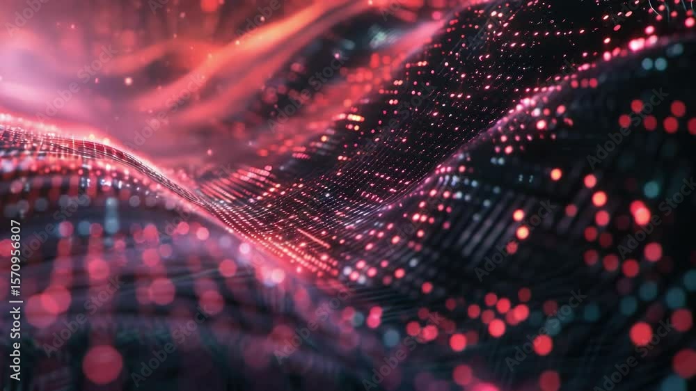 Poster a computer-generated image of a wave of lights