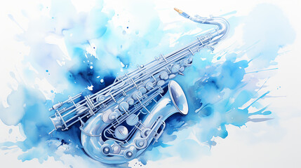 International Jazz day poster and flyer template blue monochrome watercolor background