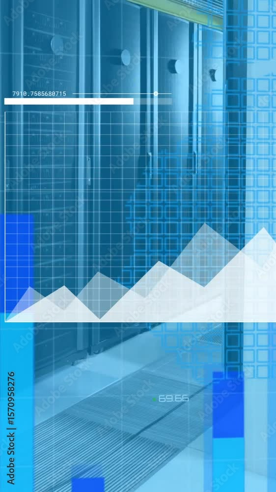 Poster animation of data processing over computer servers