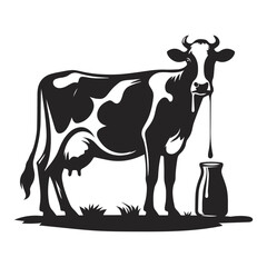 Cow black silhouette vector isolated on white background, ai generated	
