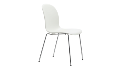 Modern White Chair with Chrome Legs.