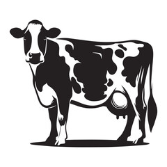 Cow black silhouette vector isolated on white background, ai generated	

