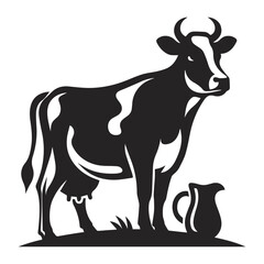 Cow black silhouette vector isolated on white background, ai generated	
