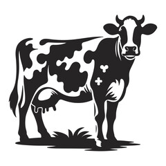 Cow black silhouette vector isolated on white background, ai generated	

