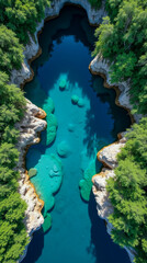 Riviera Maya Mexico Cenotes Surrounded by Lush Greenery and Crystal-Clear Waters