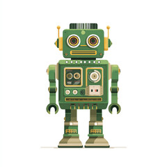 Fototapeta premium robot isolated in White Background, robot vector, Flat lay vector illustration