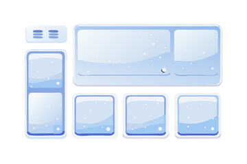 Collection of frosted glass ui elements with a wintery blue and white theme