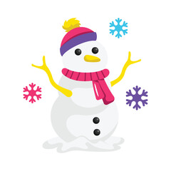 Snow Man Vector style icon. Eps 10 file