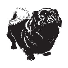 Authentic Pekingese canine digital black visual, accurately representing this beloved breed - Pekingese silhouette - Pekingese Vector - Silhouette of Pekingese - dog vector

