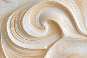 Obraz premium Creamy Swirl Texture with Whipped Dessert Layers in Soft Beige Tones.