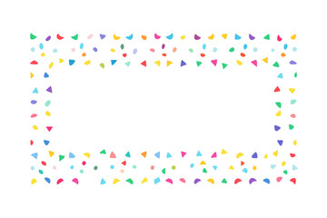 Colorful abstract geometric shapes frame on a black background celebrating fun and festivity