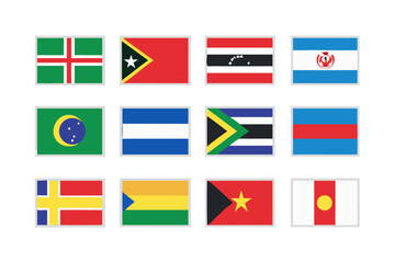 Collection of twelve national flags displayed in a grid against a black background