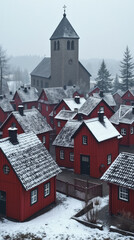 Gammelstad Luleå Sweden Church Town with Red-Painted Wooden Cottages