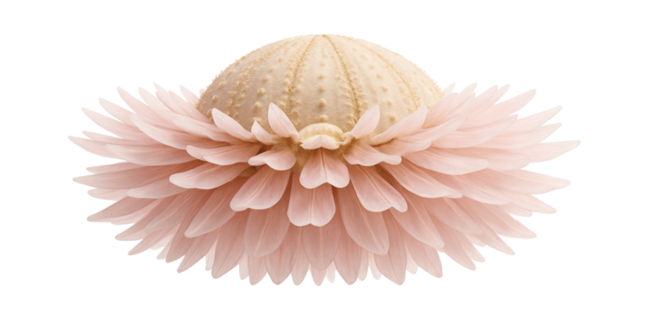 Flower urchin displaying petal-like spines and pale pink coloration