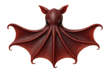 Vampire squid with umbrella-like webbing between its dark red arms and cloak-like mantle