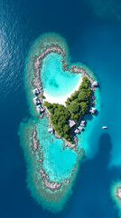 Moorea French Polynesia Top-Down Shot of Heart-Shaped Reefs Surrounded by Turquoise Lagoons
