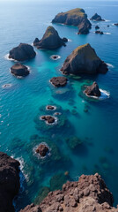 Galapagos Islands Ecuador Volcanic Islands Surrounded by Clear Waters Showing Diverse Marine Life