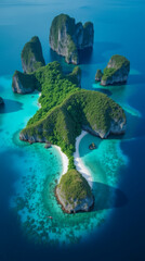 Raja Ampat Indonesia Jagged Karst Islands Surrounded by Shallow Turquoise Waters
