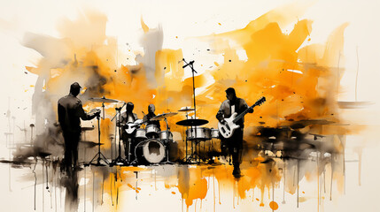 International Jazz day poster and flyer template yellow monochrome watercolor background