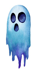Colorful ghost illustration with playful features in a whimsical design style