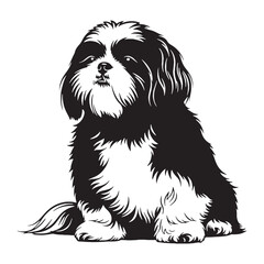 Standard Shih Tzu digital black vector, a classic and easy-to-use option for adaptation - Shih Tzu silhouette - Shih Tzu Vector - Silhouette of Shih Tzu - dog vector

