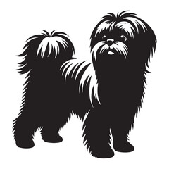 Expressive Shih Tzu digital black silhouette, embodying its unique and appealing features - Shih Tzu silhouette - Shih Tzu Vector - Silhouette of Shih Tzu - dog silhouette

