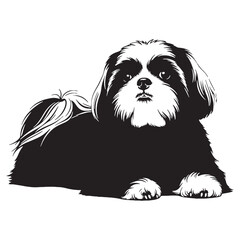 Luxurious Shih Tzu digital black profile, presented with clean, sharp, professional edges - Shih Tzu silhouette - Shih Tzu Vector - Silhouette of Shih Tzu - dog vector

